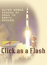 click as a flash rocket launch graphic